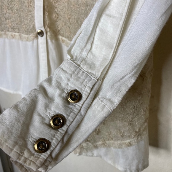 Free People We The Free Cream/Beige Blouse W/Lace Sz XS/TP - Picture 4 of 7